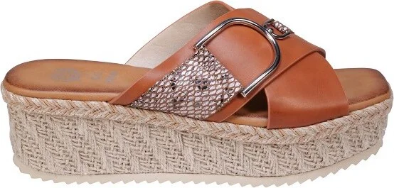 GC Shoes Lindsey Black Buckle Cross Strap Espadrille Slide Platform Sandals - Image 3