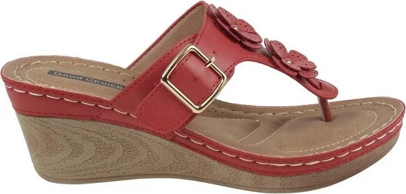GC Shoes Narbone Gold Flower Comfort Slide Wedge Sandals - Image 9