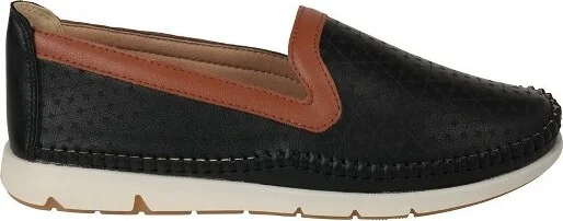 GC Shoes Norah Black Perforated Two-Tone Flats - Image 2