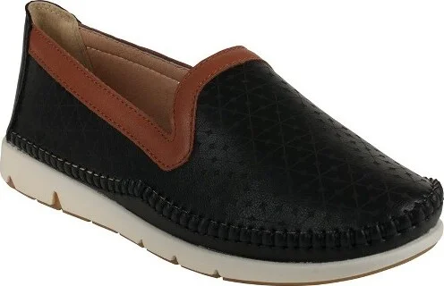 GC Shoes Norah Black Perforated Two-Tone Flats