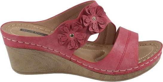 GC Shoes Rita Gold Flower Comfort Slide Wedge Sandals - Image 4