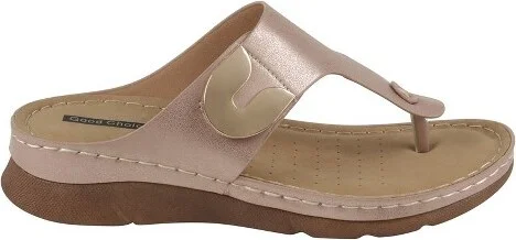 GC Shoes Sam Yellow Hardware Comfort Slide Flat Sandals - Image 3