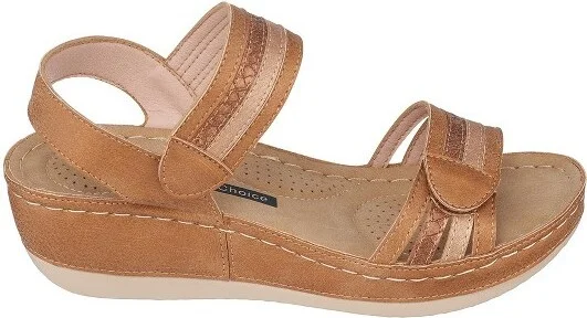 GC Shoes Samar Black Double Band Velcro Comfort Slingback Wedge Sandals - Image 4