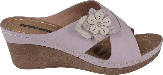 GC Shoes Selly Yellow Cross-Strap Flower Comfort Slide Wedge Sandals - Image 7