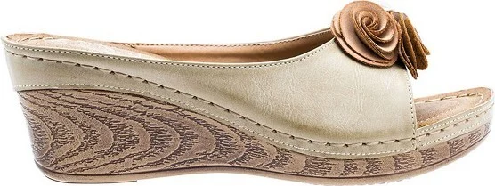 GC Shoes Sydney Natural Flower Comfort Slide Wedge Sandals - Image 2