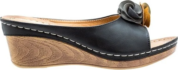 GC Shoes Sydney Natural Flower Comfort Slide Wedge Sandals - Image 3
