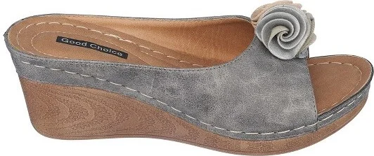 GC Shoes Sydney Natural Flower Comfort Slide Wedge Sandals - Image 5