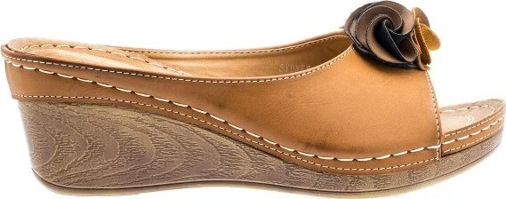 GC Shoes Sydney Natural Flower Comfort Slide Wedge Sandals - Image 7