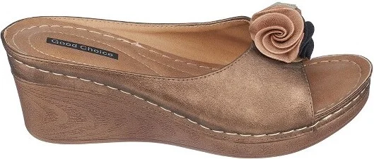 GC Shoes Sydney Natural Flower Comfort Slide Wedge Sandals - Image 9