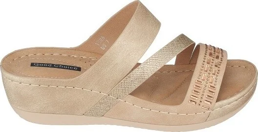 GC Shoes Tera Gold Embellished Comfort Slide Wedge Sandals - Image 2