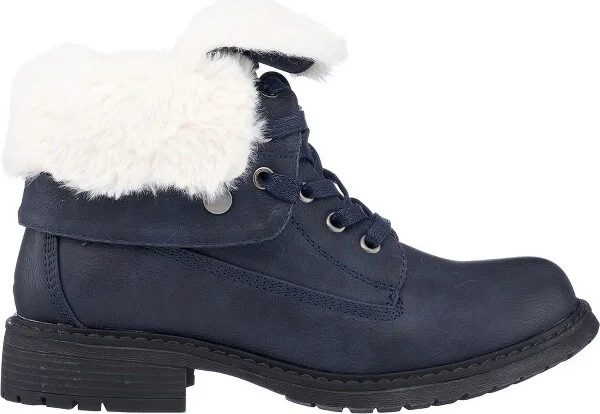 GC Shoes Trudie Black Fur Lace Up Combat Boots - Image 3