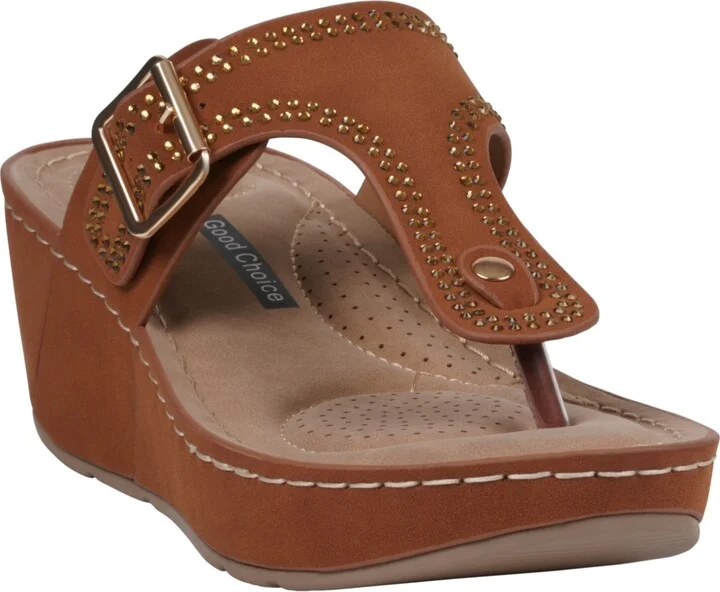Gc Shoes Women's Alani Embellished Thong Wedge Sandals