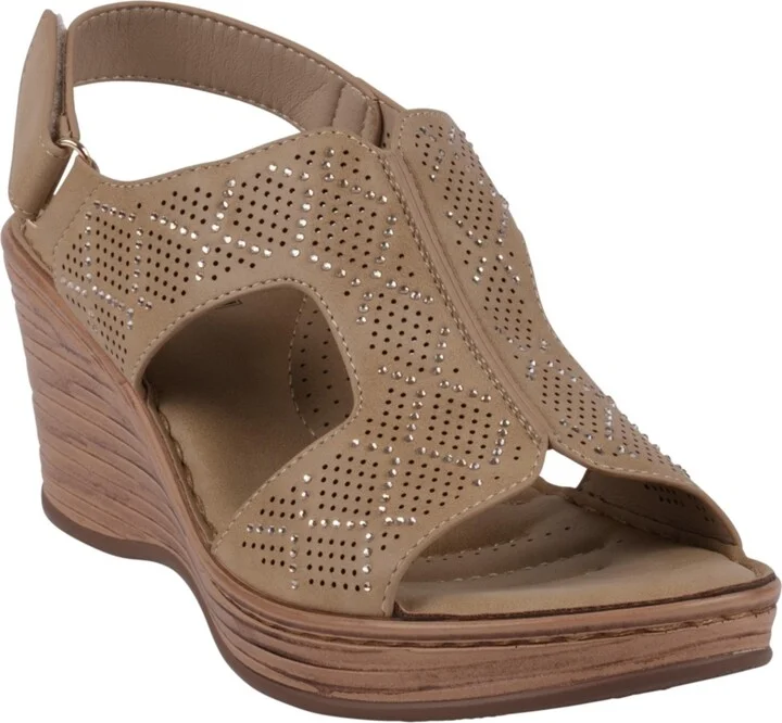 Gc Shoes Women's Amara Embellished Slingback Wedge Sandals