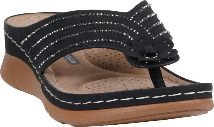 Gc Shoes Women's Amari Flower Thong Flat Sandals