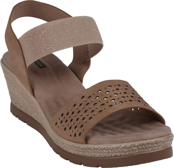 Gc Shoes Women's Bane Embellished Elastic Double Band Wedge Sandals