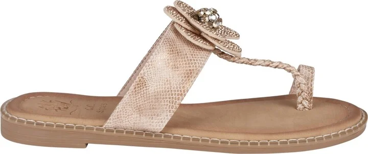 Gc Shoes Women's Blossom Flower Embellished Toe Ring Flat Sandals - Image 6