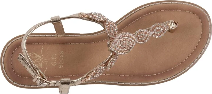 Gc Shoes Women's Cali Embellished T Strap Flat Sandals - Image 4