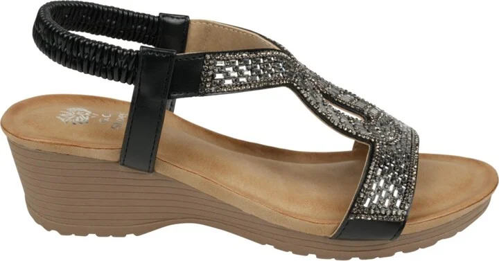 Gc Shoes Women's Celestia Embellished Cut Out Slingback Wedge Sandals - Image 2