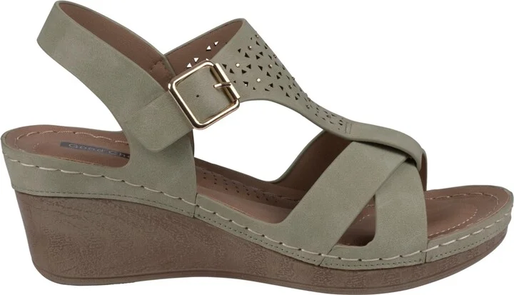 Gc Shoes Women's Cole Embellished T-Strap Slingback Wedge Sandals - Image 2
