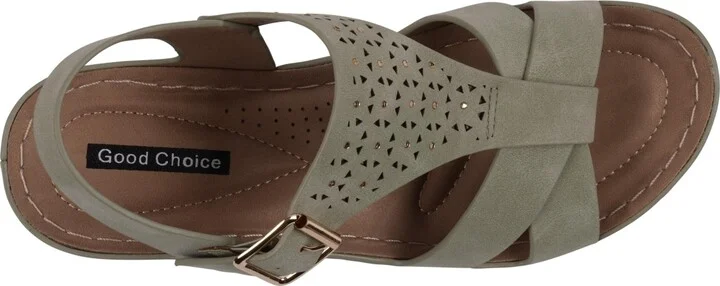 Gc Shoes Women's Cole Embellished T-Strap Slingback Wedge Sandals - Image 4