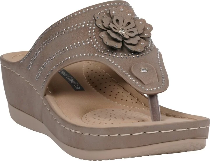Gc Shoes Women's Cora Embellished Floral Wedge Sandals