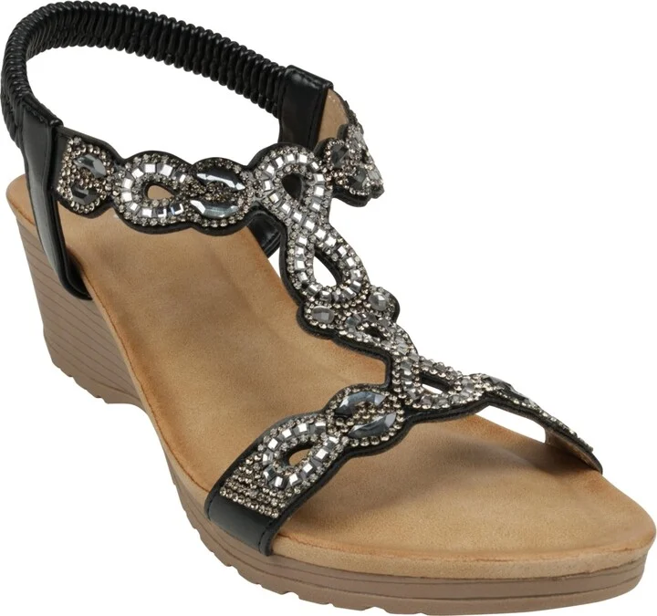 Gc Shoes Women's Damaris Embellished Slingback Wedge Sandals