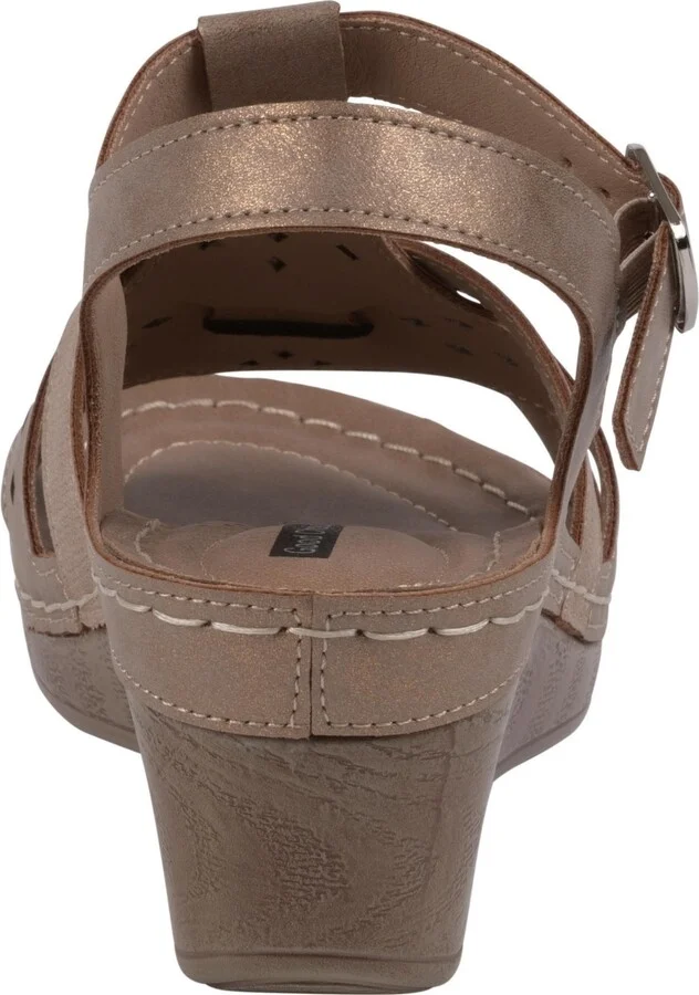 Gc Shoes Women's Darry Perforated T-Strap Slingback Wedge Sandals - Image 3