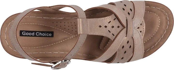Gc Shoes Women's Darry Perforated T-Strap Slingback Wedge Sandals - Image 4
