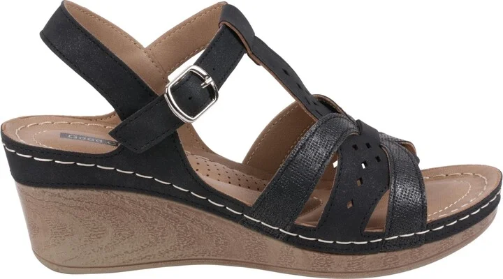 Gc Shoes Women's Darry Perforated T-Strap Slingback Wedge Sandals - Image 6