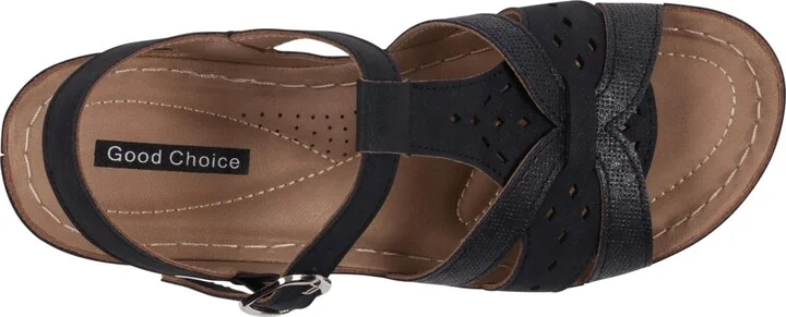 Gc Shoes Women's Darry Perforated T-Strap Slingback Wedge Sandals - Image 8