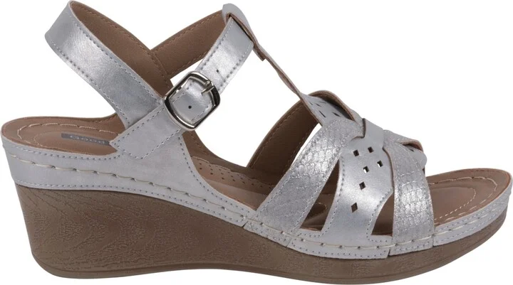 Gc Shoes Women's Darry Perforated T-Strap Slingback Wedge Sandals - Image 10