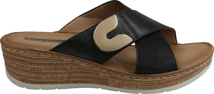 Gc Shoes Women's Demi Cross Strap Hardware Slip-On Wedge Sandals - Image 2