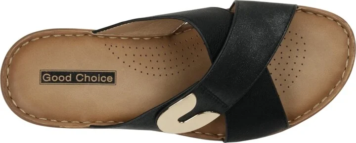 Gc Shoes Women's Demi Cross Strap Hardware Slip-On Wedge Sandals - Image 4