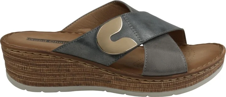 Gc Shoes Women's Demi Cross Strap Hardware Slip-On Wedge Sandals - Image 6