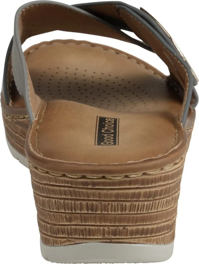 Gc Shoes Women's Demi Cross Strap Hardware Slip-On Wedge Sandals - Image 7