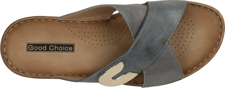 Gc Shoes Women's Demi Cross Strap Hardware Slip-On Wedge Sandals - Image 8