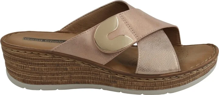 Gc Shoes Women's Demi Cross Strap Hardware Slip-On Wedge Sandals - Image 10