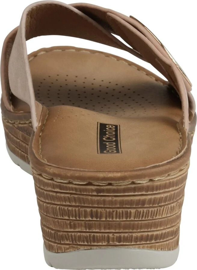Gc Shoes Women's Demi Cross Strap Hardware Slip-On Wedge Sandals - Image 11