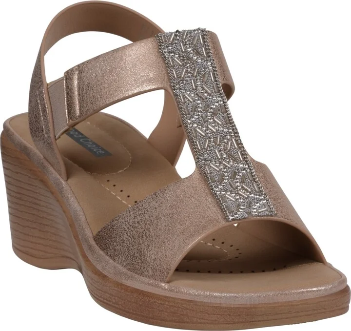 Gc Shoes Women's Elissa Embellished Wedge Sandals
