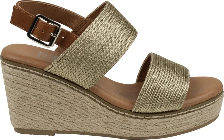 Gc Shoes Women's Ellis Metallic Double Band Slingback Espadrille Wedge Sandals - Image 2