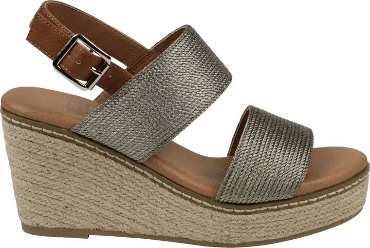 Gc Shoes Women's Ellis Metallic Double Band Slingback Espadrille Wedge Sandals - Image 6