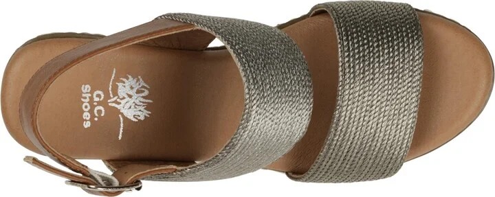 Gc Shoes Women's Ellis Metallic Double Band Slingback Espadrille Wedge Sandals - Image 8
