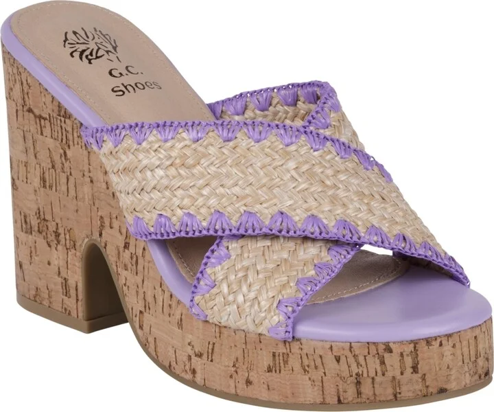 Gc Shoes Women's Elsa Woven Cork Heel Platform Sandals