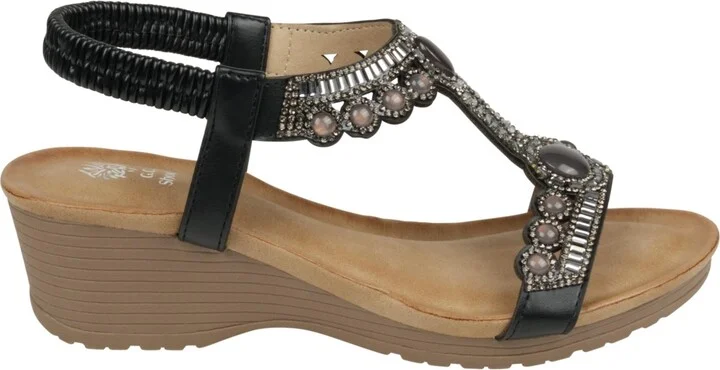 Gc Shoes Women's Fiah Jeweled Slingback Wedge Sandals - Image 6