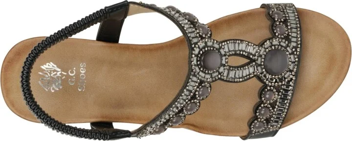 Gc Shoes Women's Fiah Jeweled Slingback Wedge Sandals - Image 8