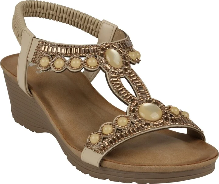 Gc Shoes Women's Fiah Jeweled Slingback Wedge Sandals