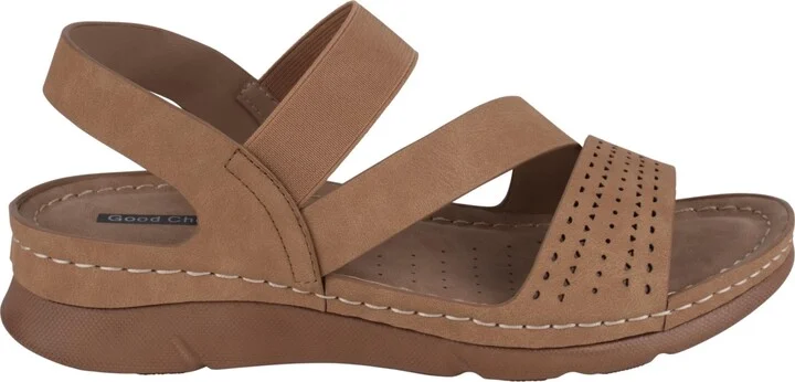 Gc Shoes Women's Grange Perforated Strappy Elastic Comfort Flat Sandals - Image 2