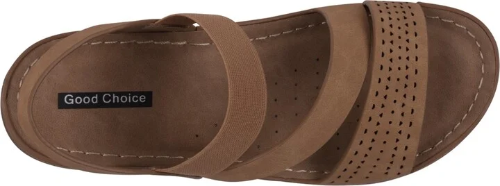 Gc Shoes Women's Grange Perforated Strappy Elastic Comfort Flat Sandals - Image 4