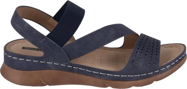 Gc Shoes Women's Grange Perforated Strappy Elastic Comfort Flat Sandals - Image 6