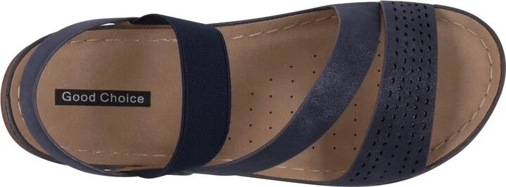Gc Shoes Women's Grange Perforated Strappy Elastic Comfort Flat Sandals - Image 8